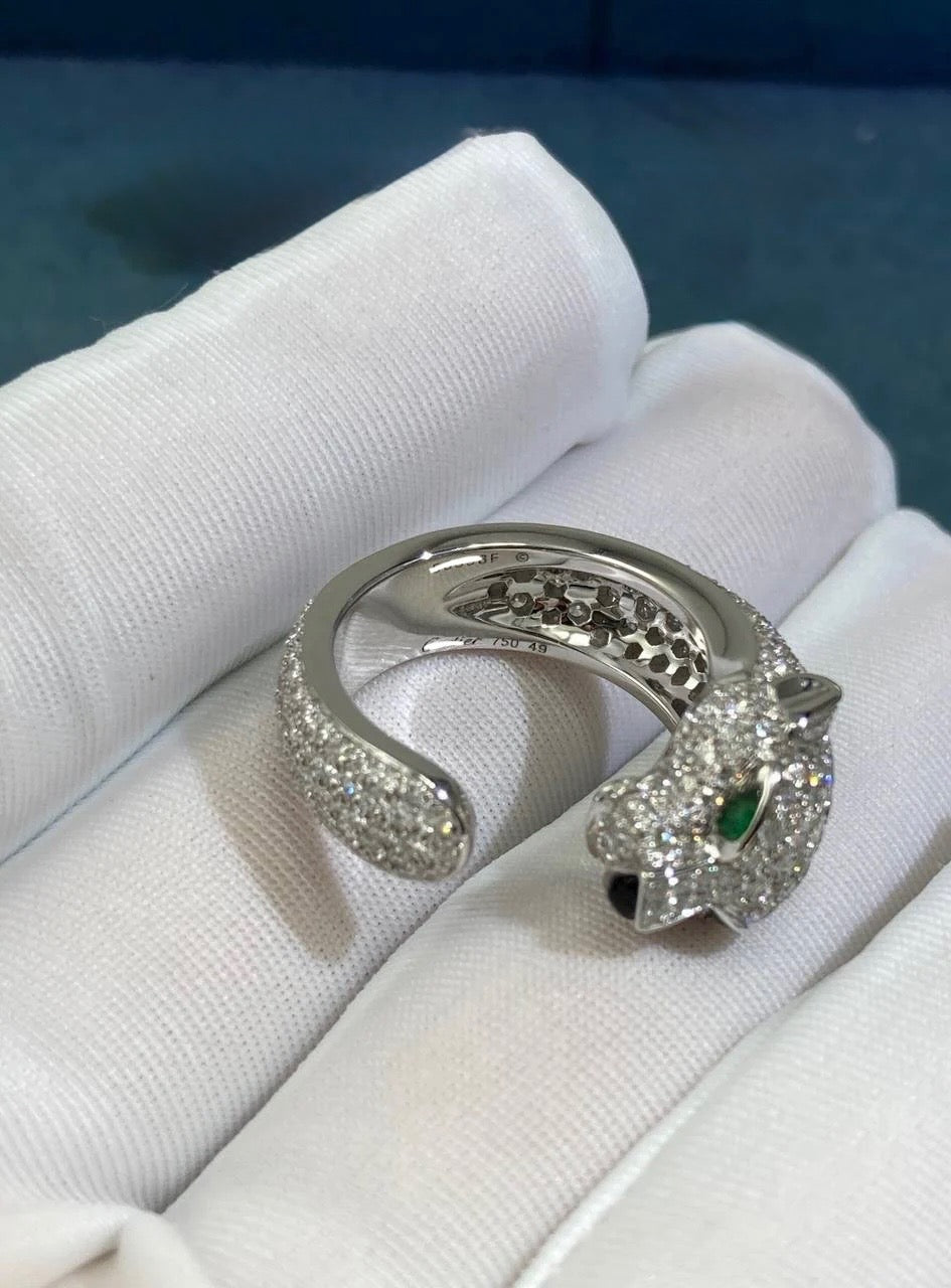 Panther full pave diamond ring Medium model