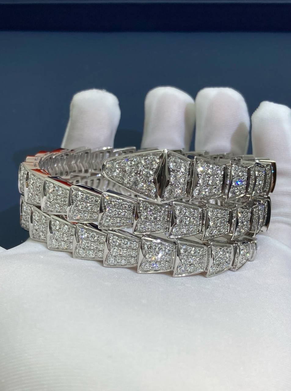 Serpenti double row full pave diamond bracelet, Large model