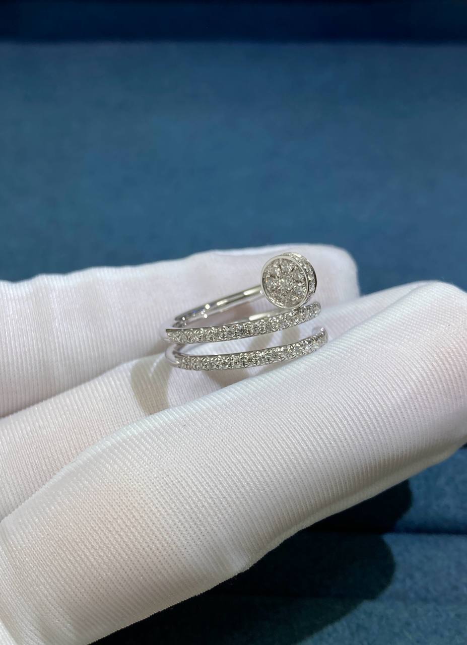 Nail double row full pave diamond ring