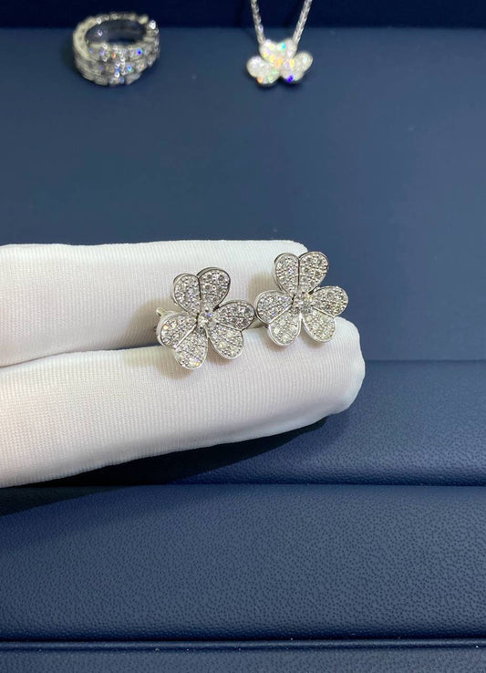 VC Floral full pave diamond earrings, Small model