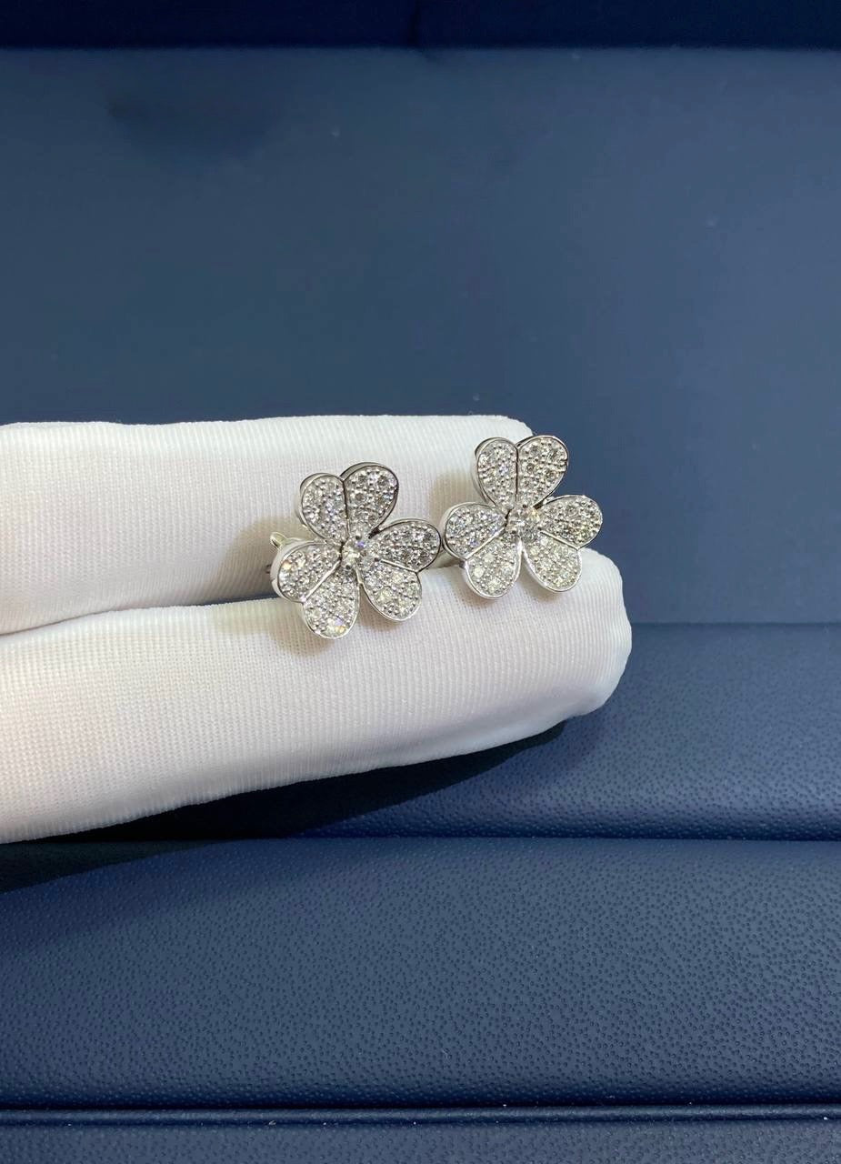 VC Floral full pave diamond earrings, Small model