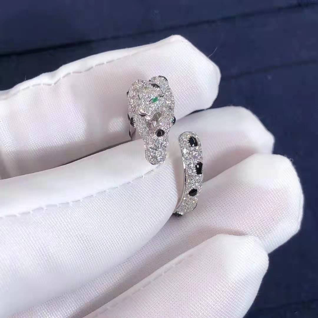 Panther full pave diamond ring