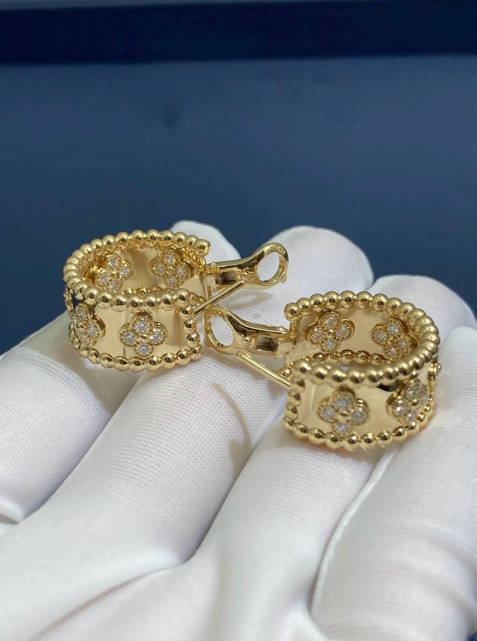 VC floral hoop earrings with diamonds
