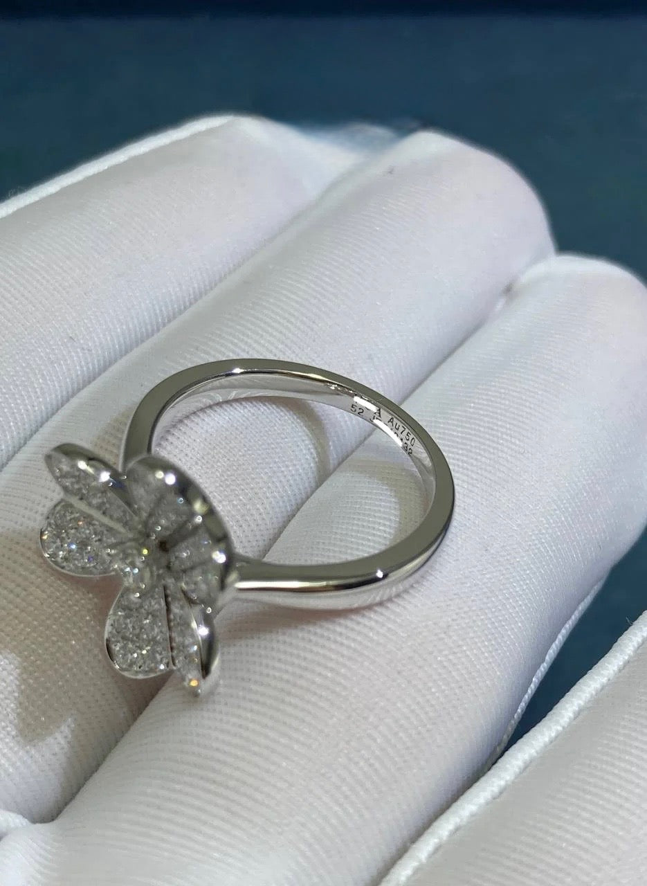 VC flower full pave diamond ring