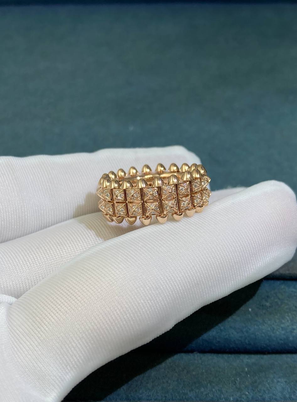 Clash double-row ring with diamonds