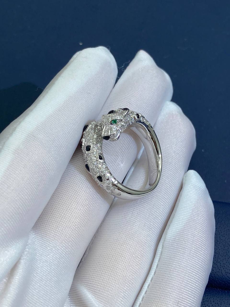 Panther double head full pave diamond ring, small model