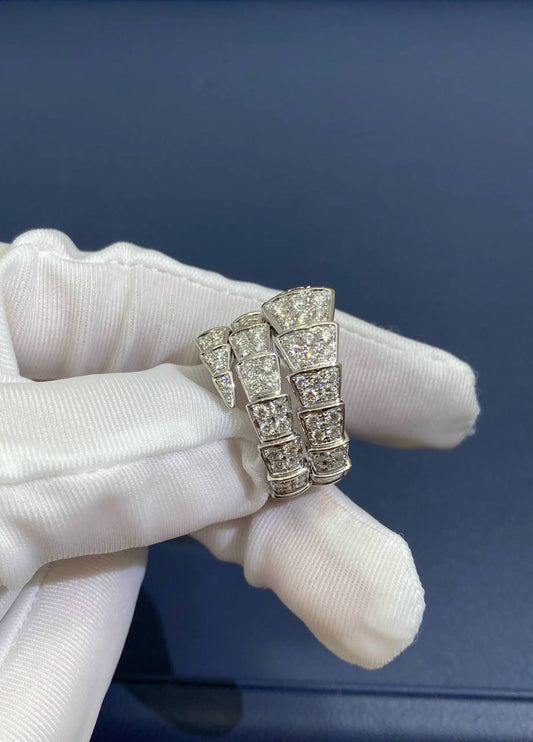 Serpenti double row full pave diamonds ring, Large model