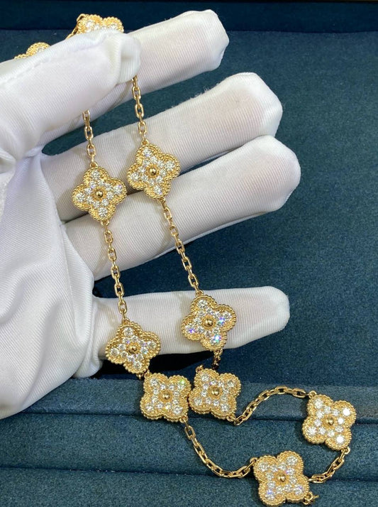 VC 10 motif full pave diamond necklace