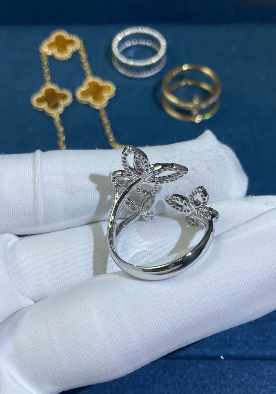 GRFF triple butterfly full pave diamond ring
