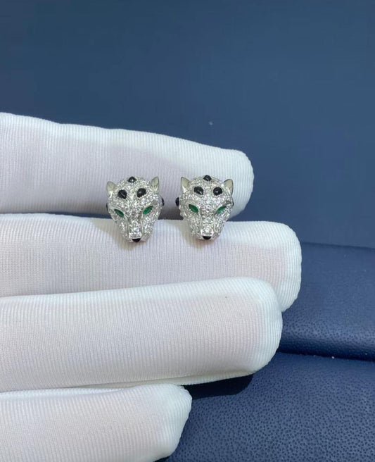 Panther full pave diamond stud earrings