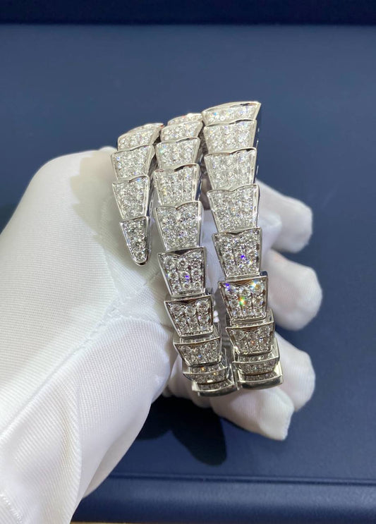 Serpenti double row full pave diamond bracelet, Large model