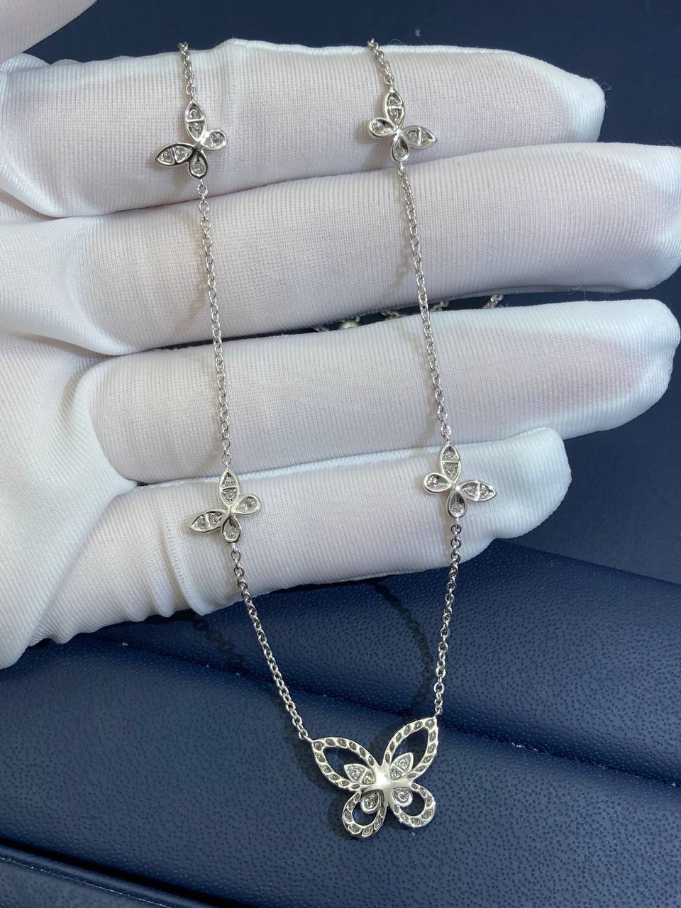 GRFF Multi Butterfly Silhouette Diamond Pendant Necklace