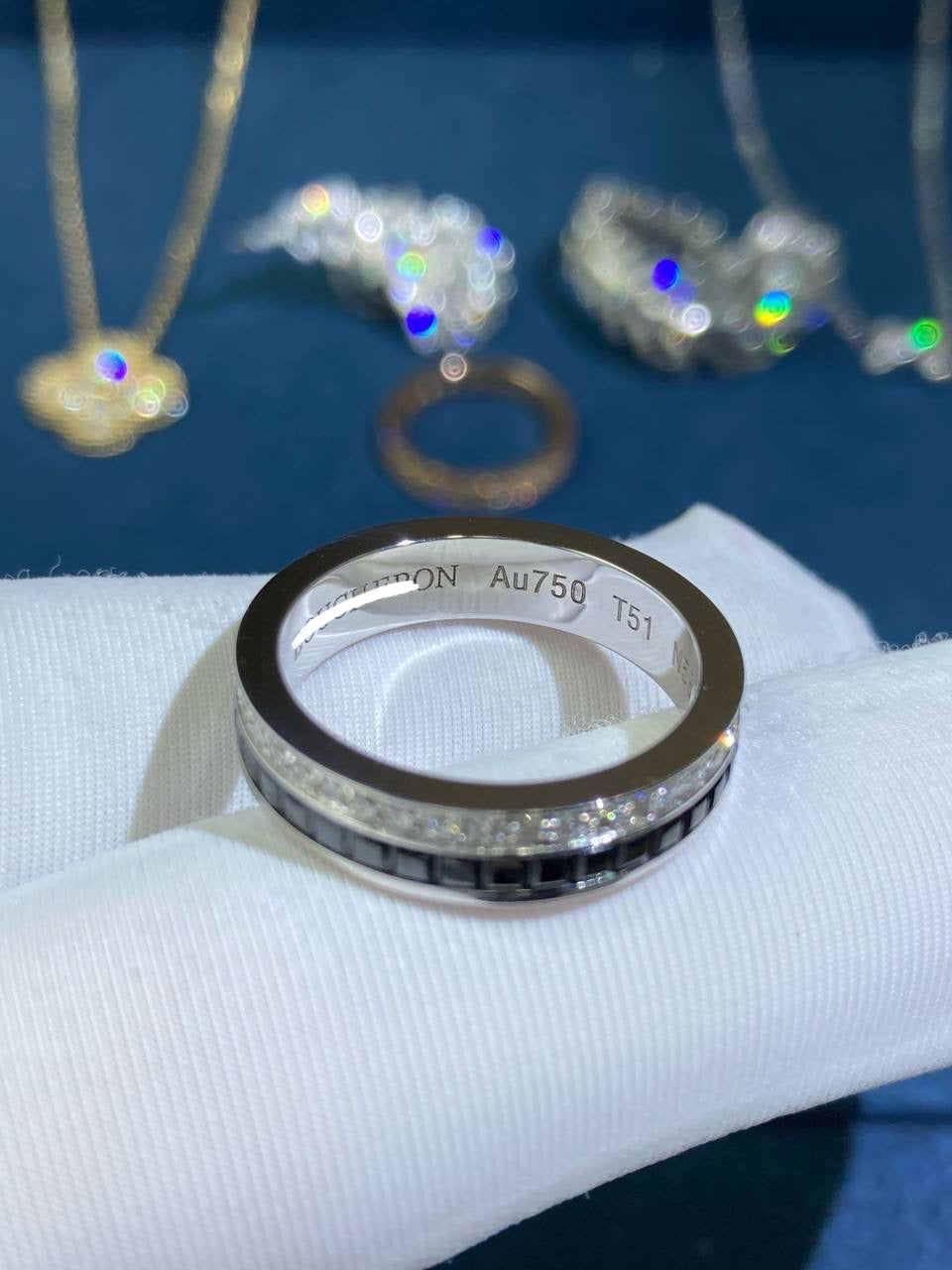 BCHRN half-pave diamond ring with black PVD, Wedding band