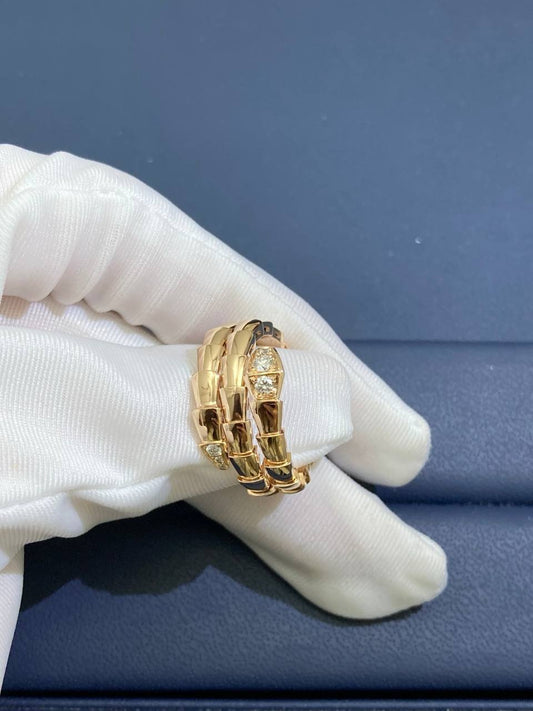Serpenti double row ring with diamonds