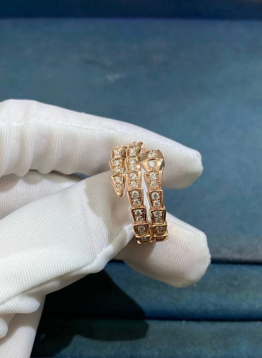 Serpenti double row full pave diamond ring