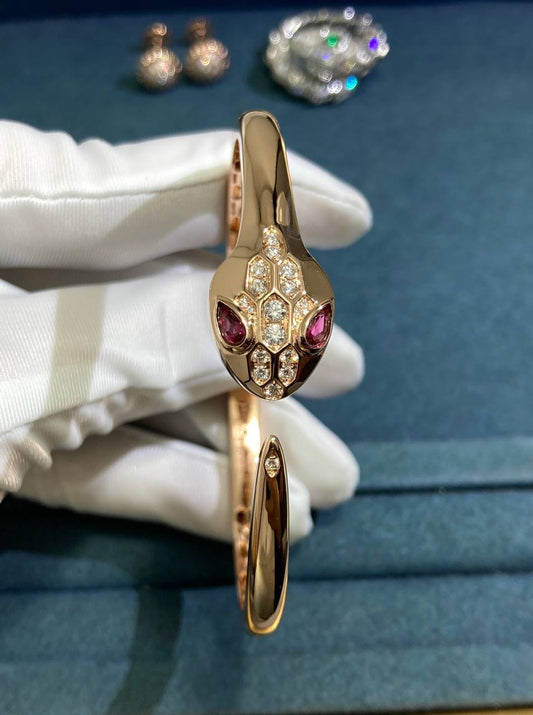 Serpenti bracelet with diamonds and rubellites