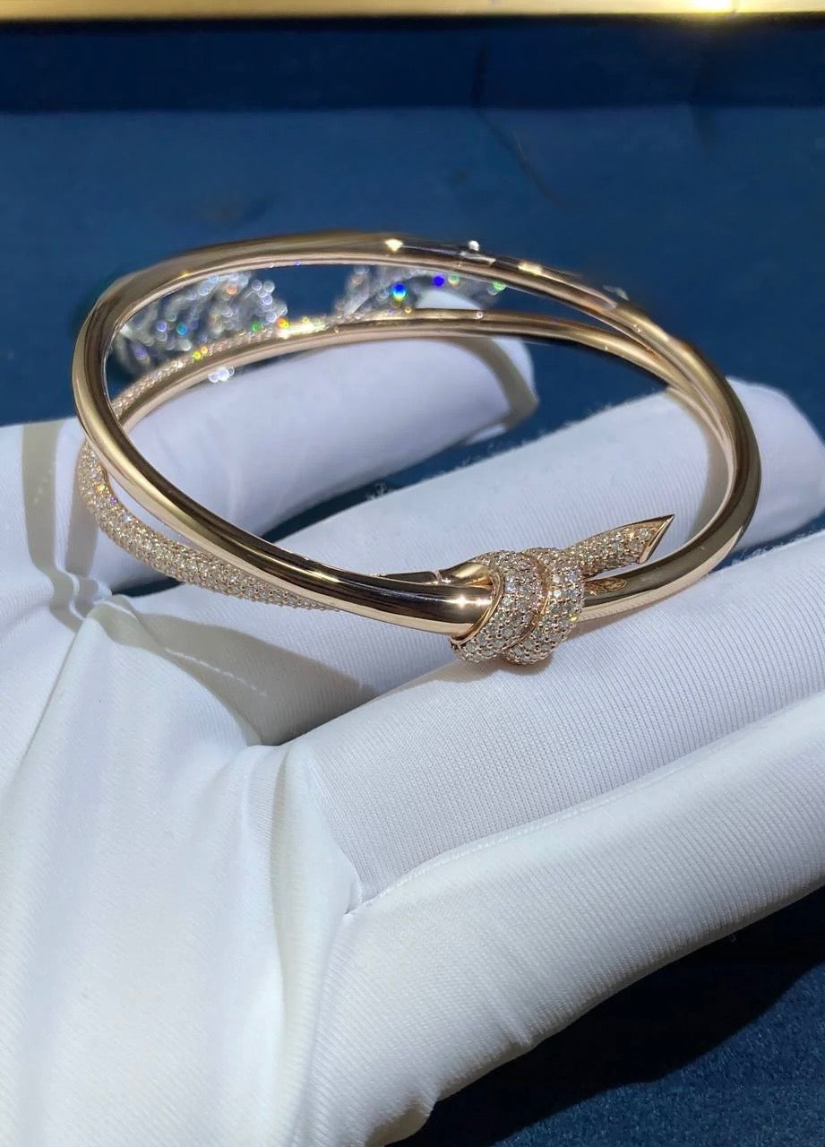 TC double row bracelet with half-pave diamonds