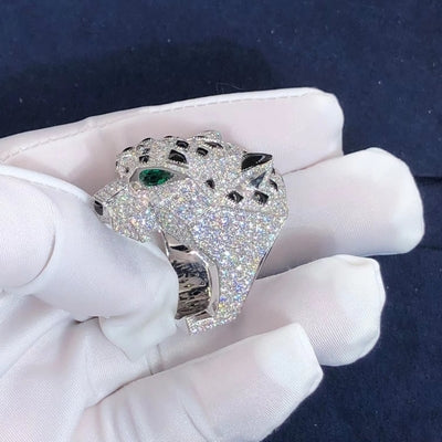 Panther full pave diamond ring, Large model