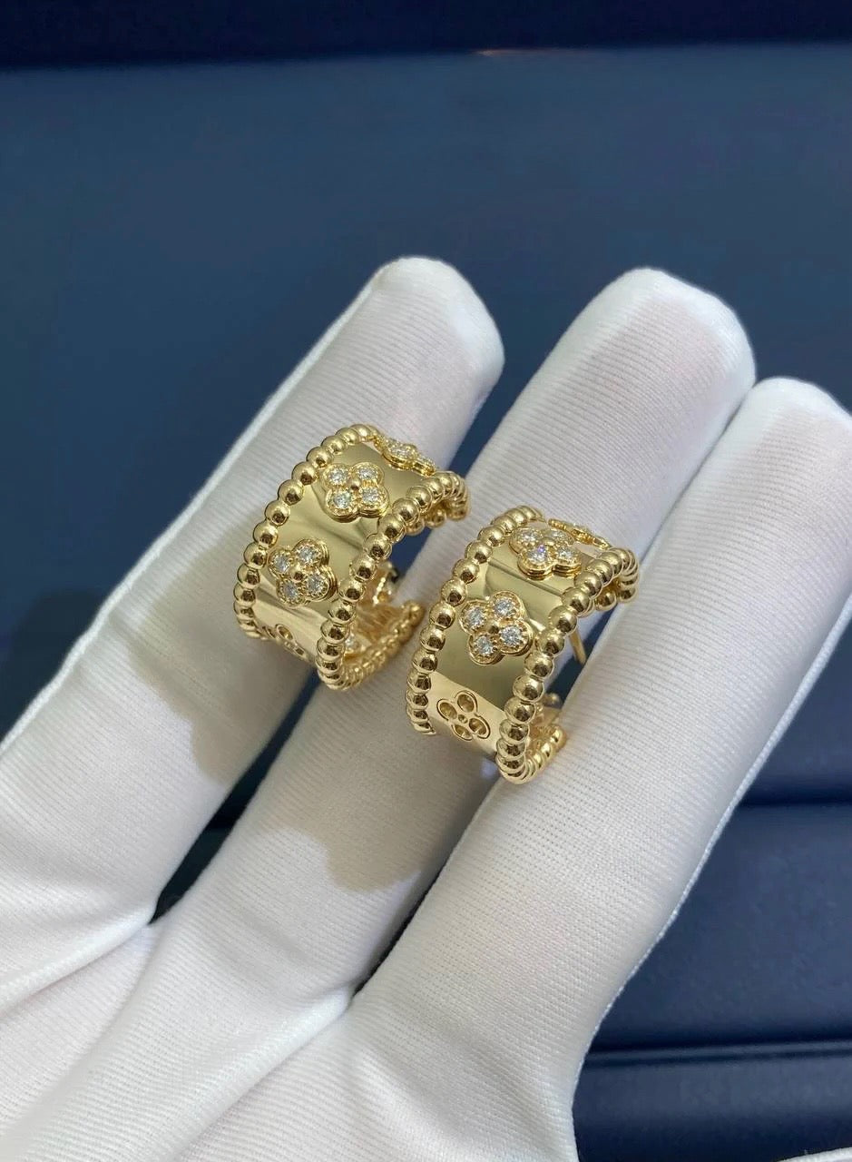 VC floral hoop earrings with diamonds