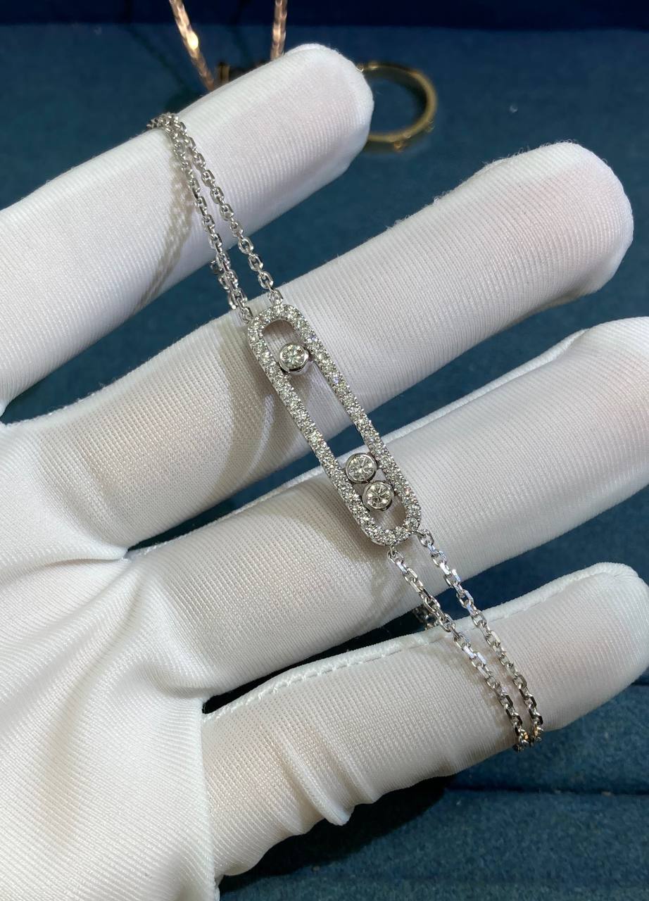 MSSK double chain bracelet with diamonds