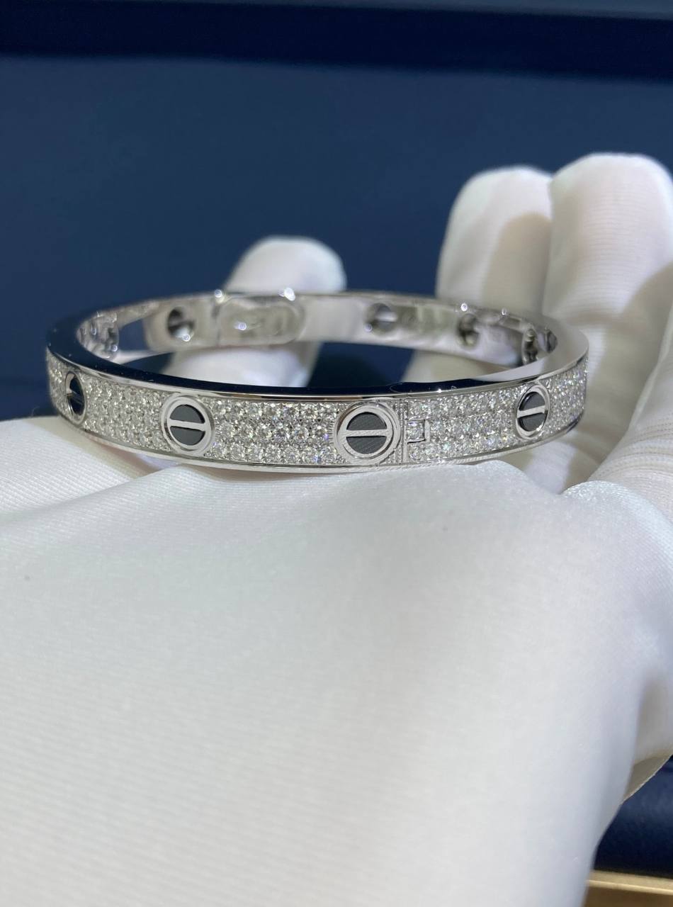 Love full pave diamond bracelet with ceramic, Classic model