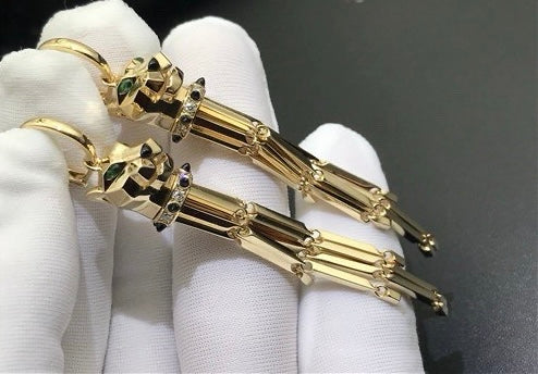 Panther tassel earrings with diamonds