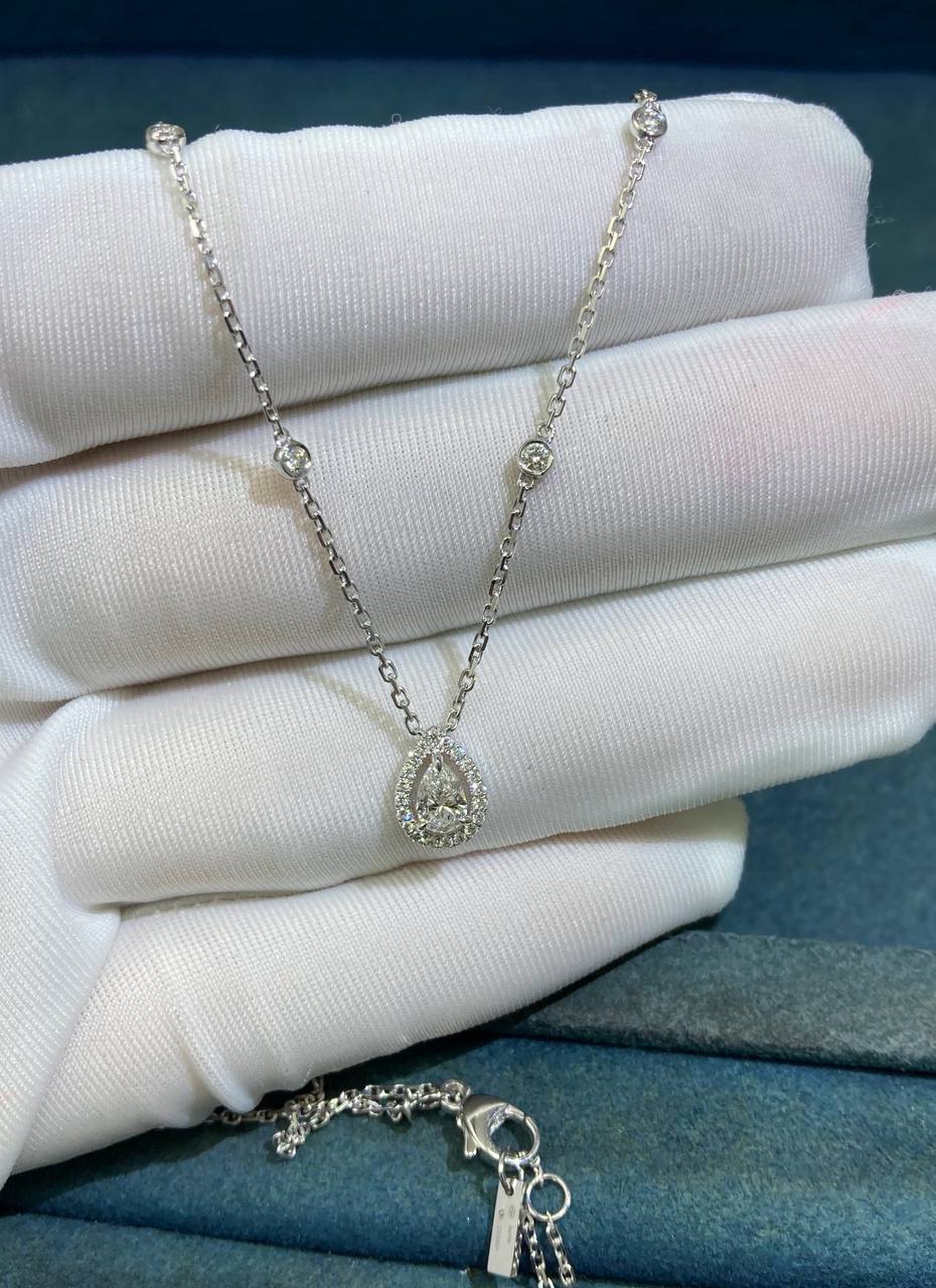 MSSK two-rows necklace with pear-cut and Emerald-cut diamonds