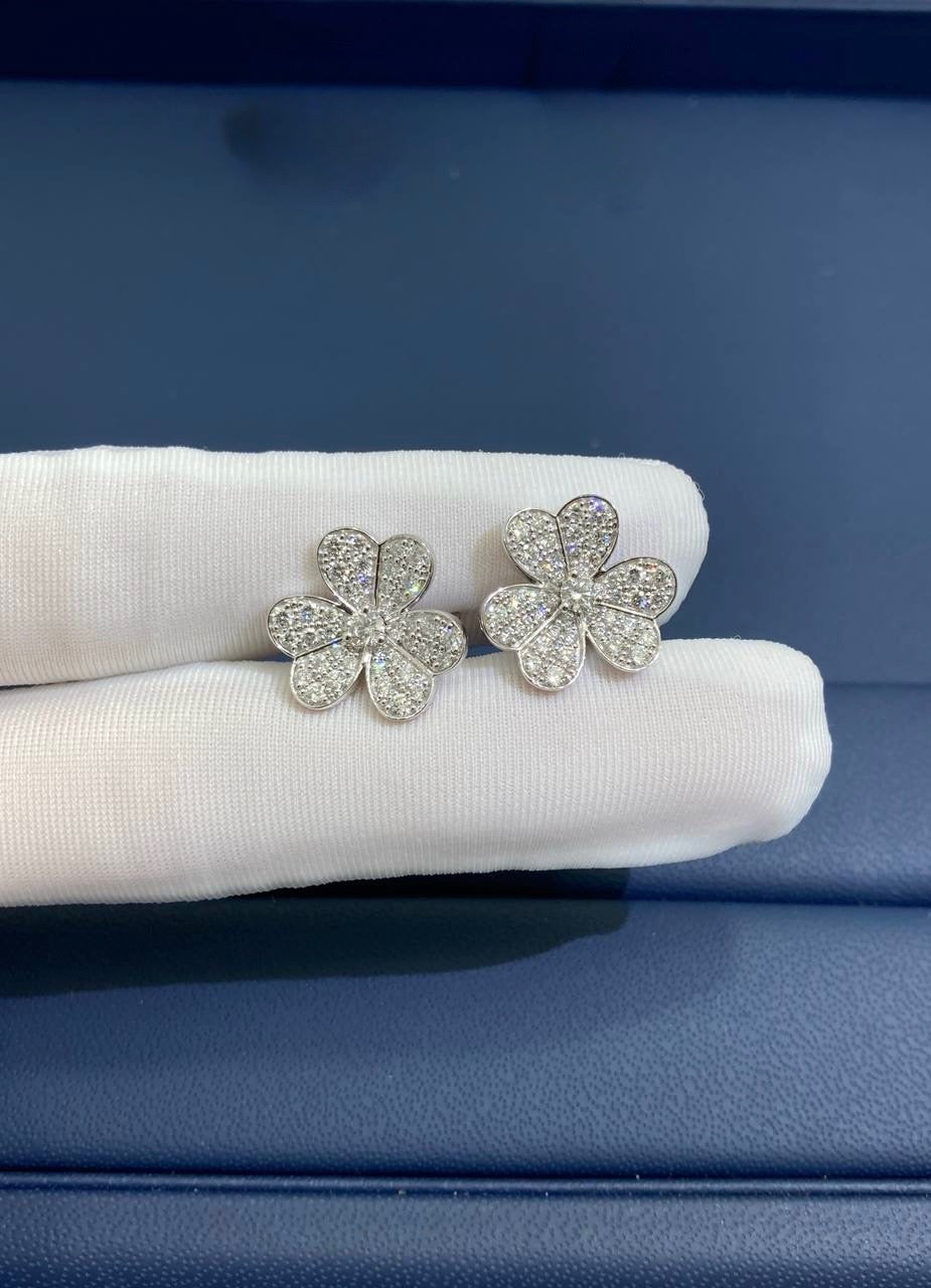 VC Floral full pave diamond earrings, Small model