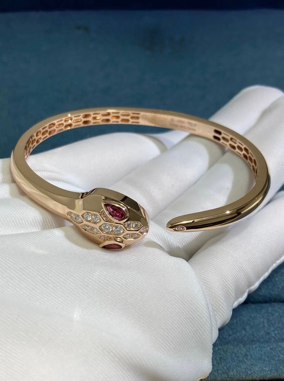 Serpenti bracelet with diamonds and rubellites