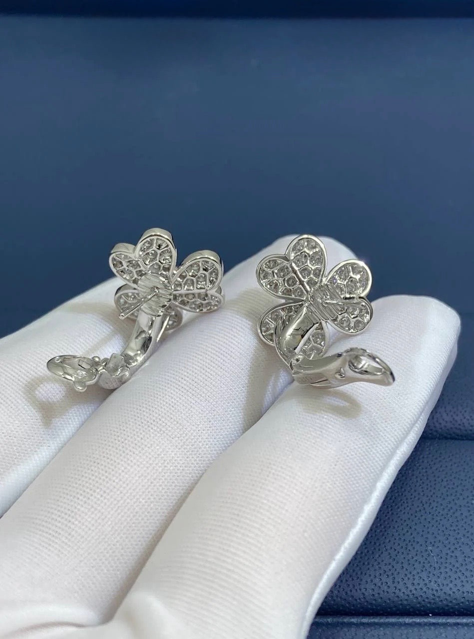 VC Floral full pave diamond earrings, Small model