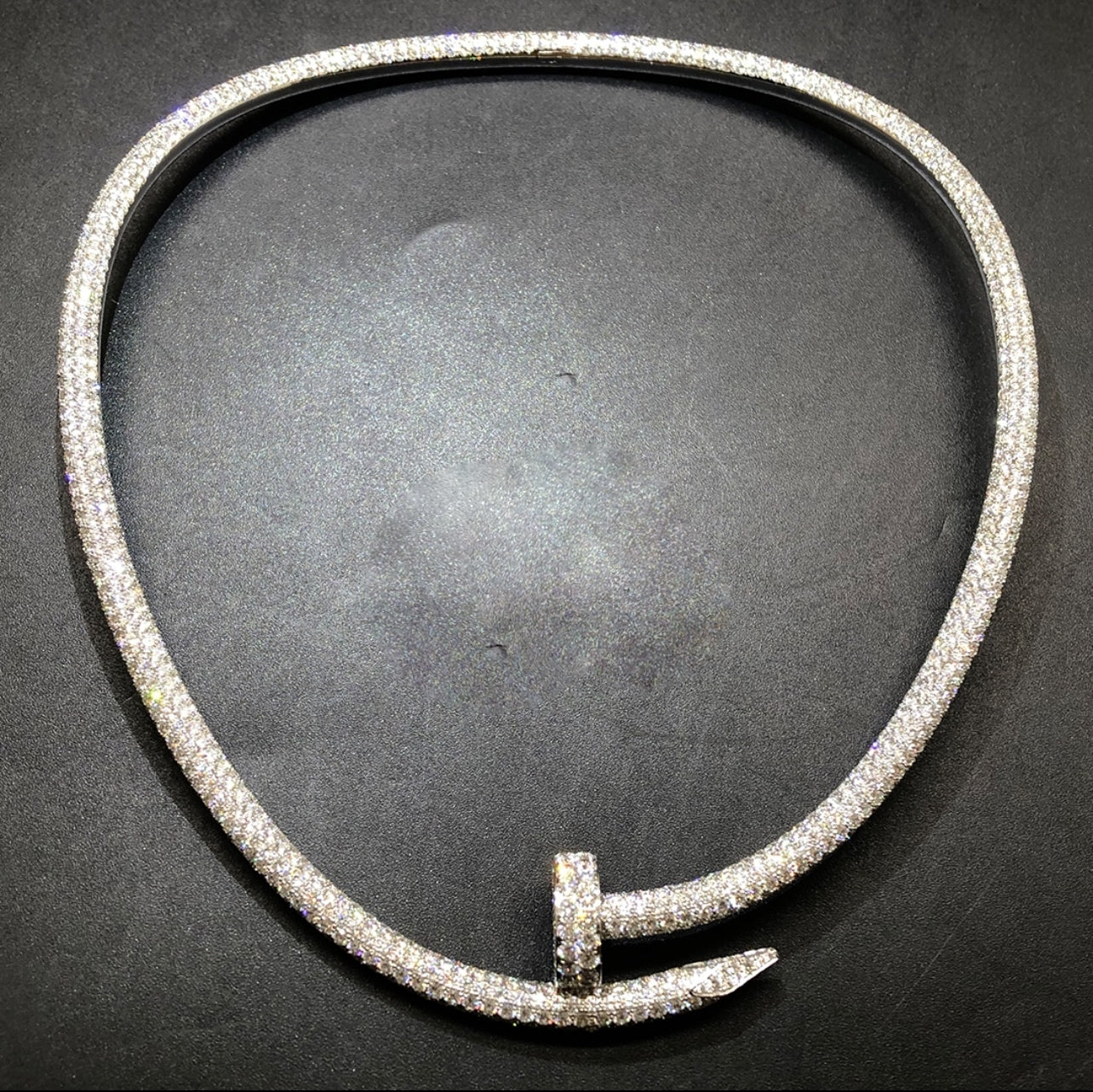 Nail full pave diamond necklace, Large model