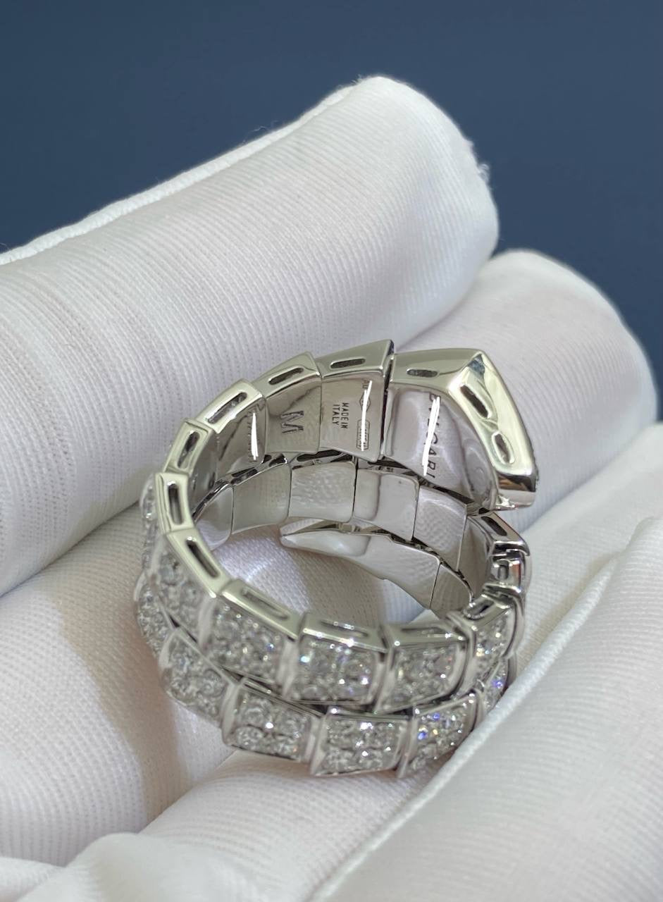 Serpenti double row full pave diamonds ring, Large model