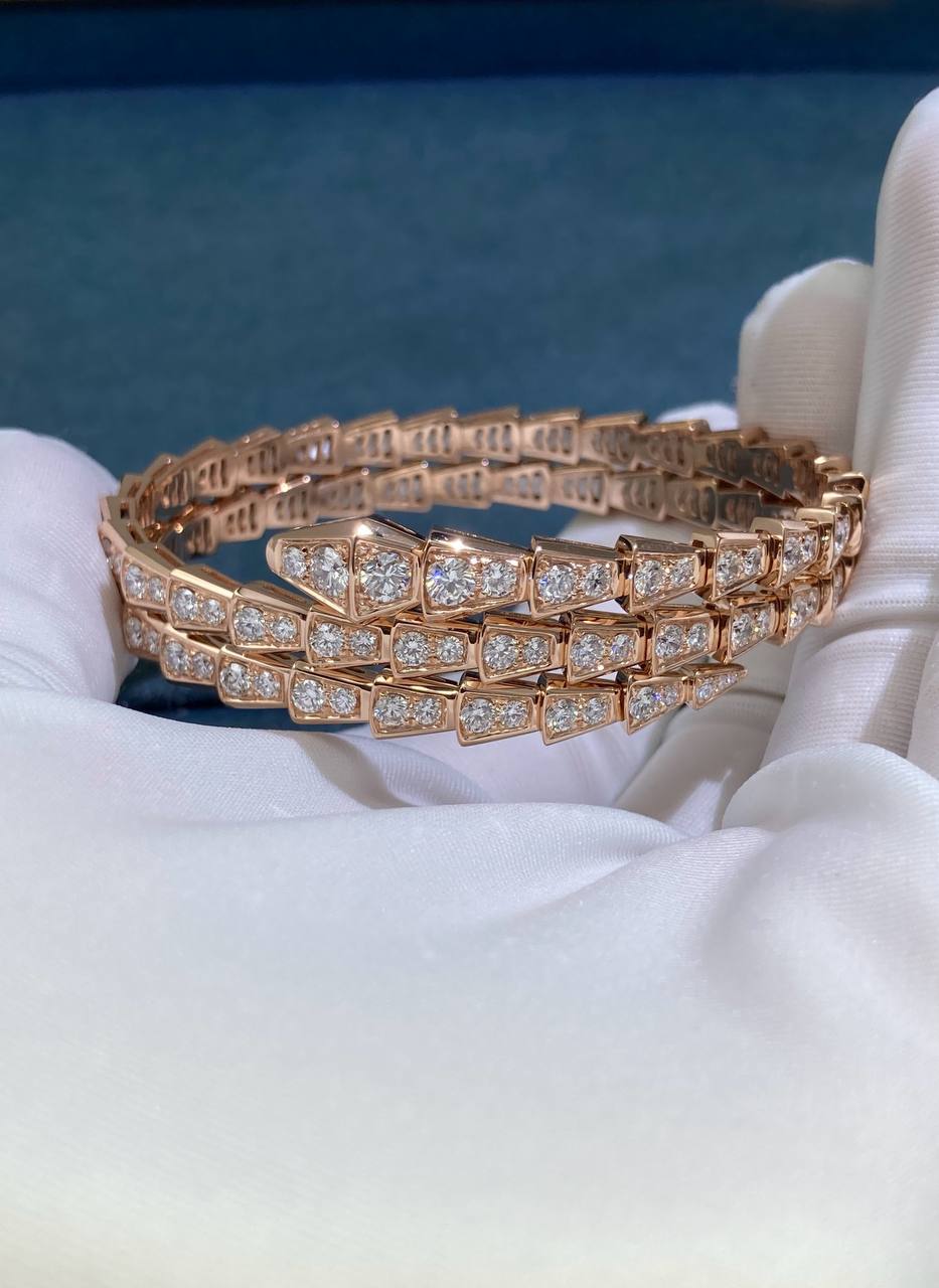 Serpenti double row full pave diamond bracelet