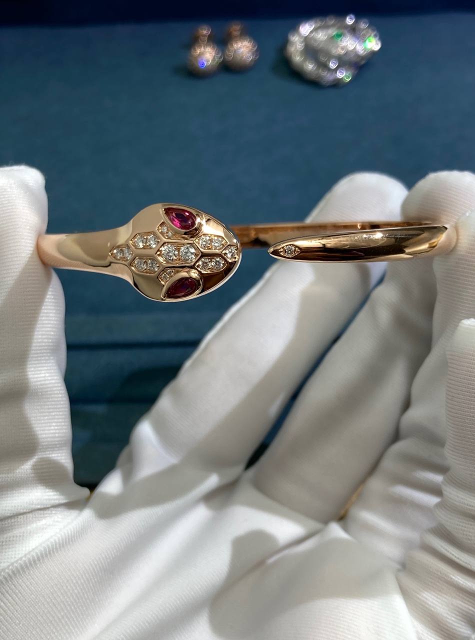 Serpenti bracelet with diamonds and rubellites