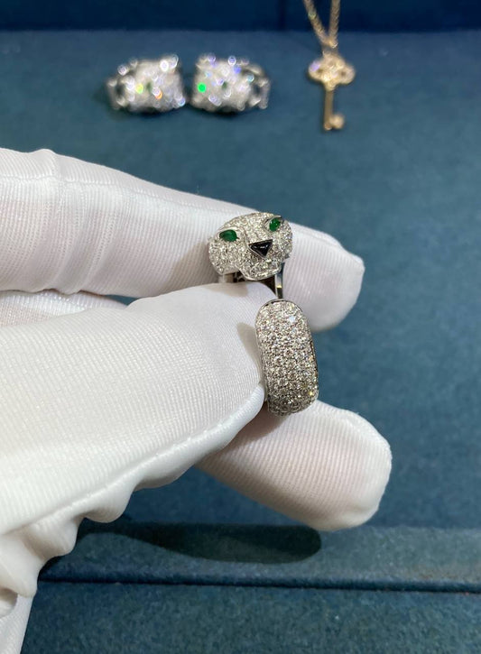 Panther full pave diamond ring Medium model