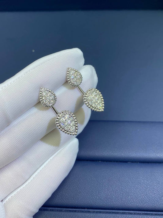 BCHRN full pave diamond earrings, detachable XS/S model