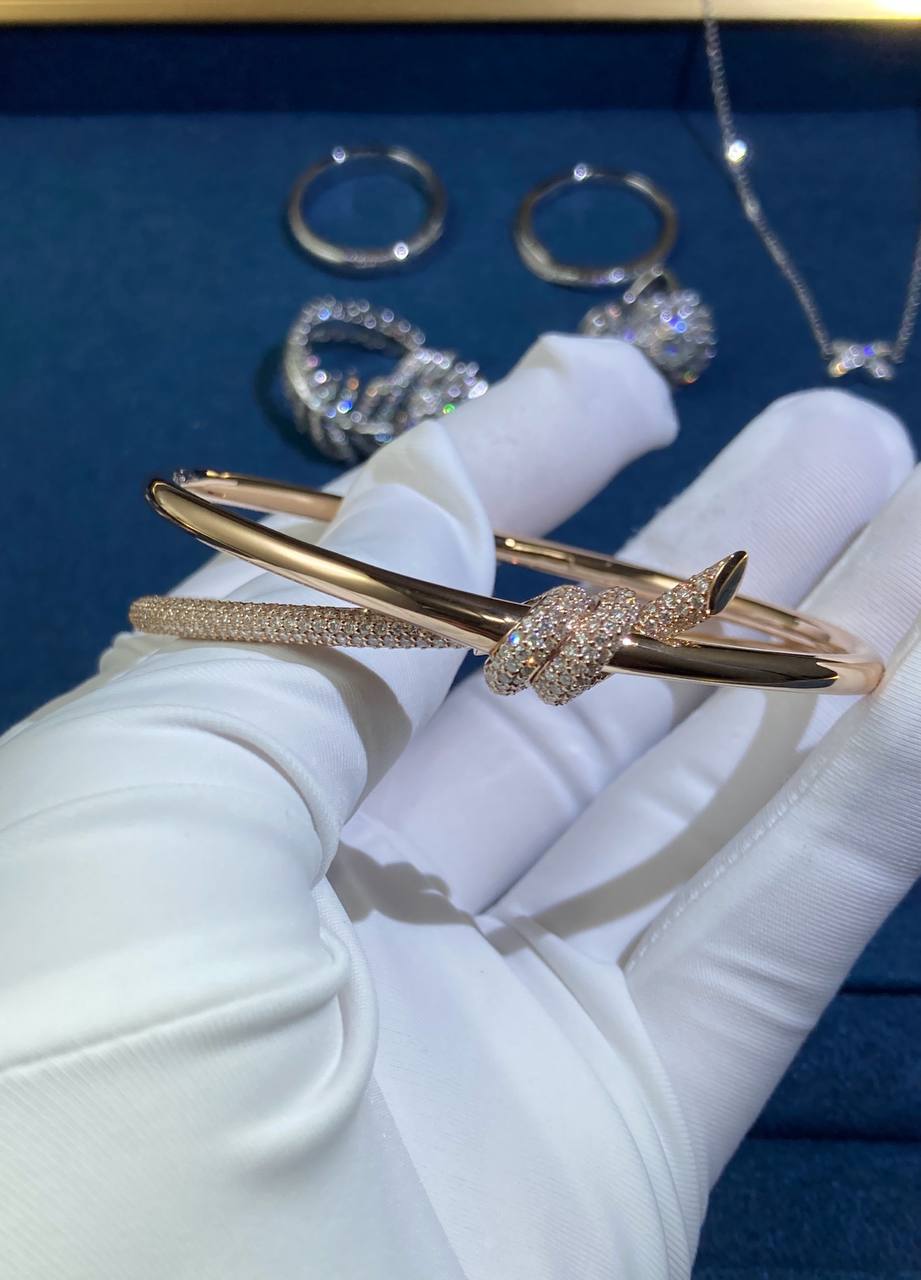 TC double row bracelet with half-pave diamonds