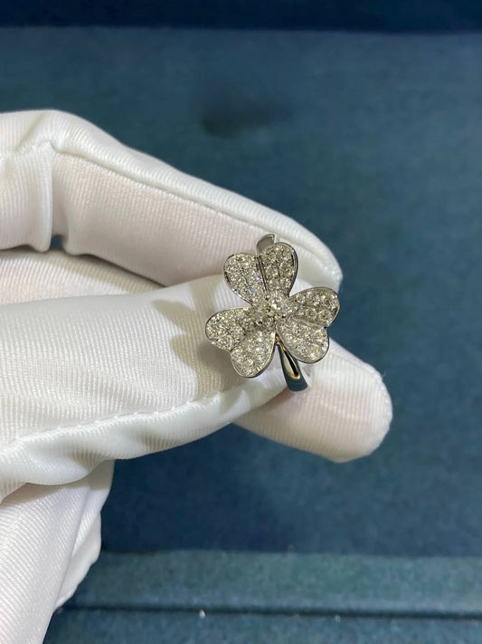 VC flower full pave diamond ring