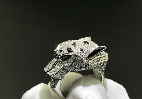 Panther full pave diamond ring, Classic model