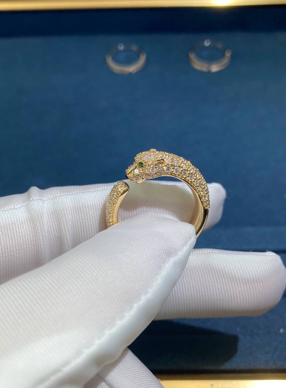 Panther full pave diamond ring, Small model