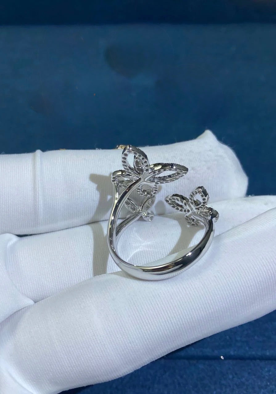 GRFF triple butterfly full pave diamond ring