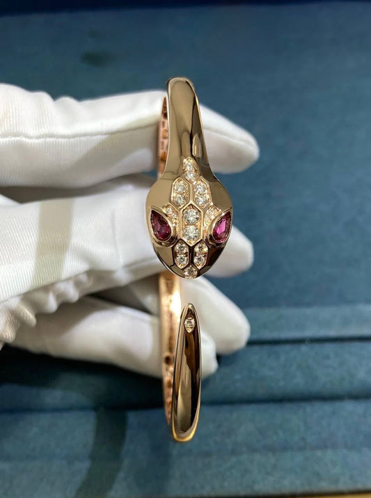 Serpenti bracelet with diamonds and rubellites