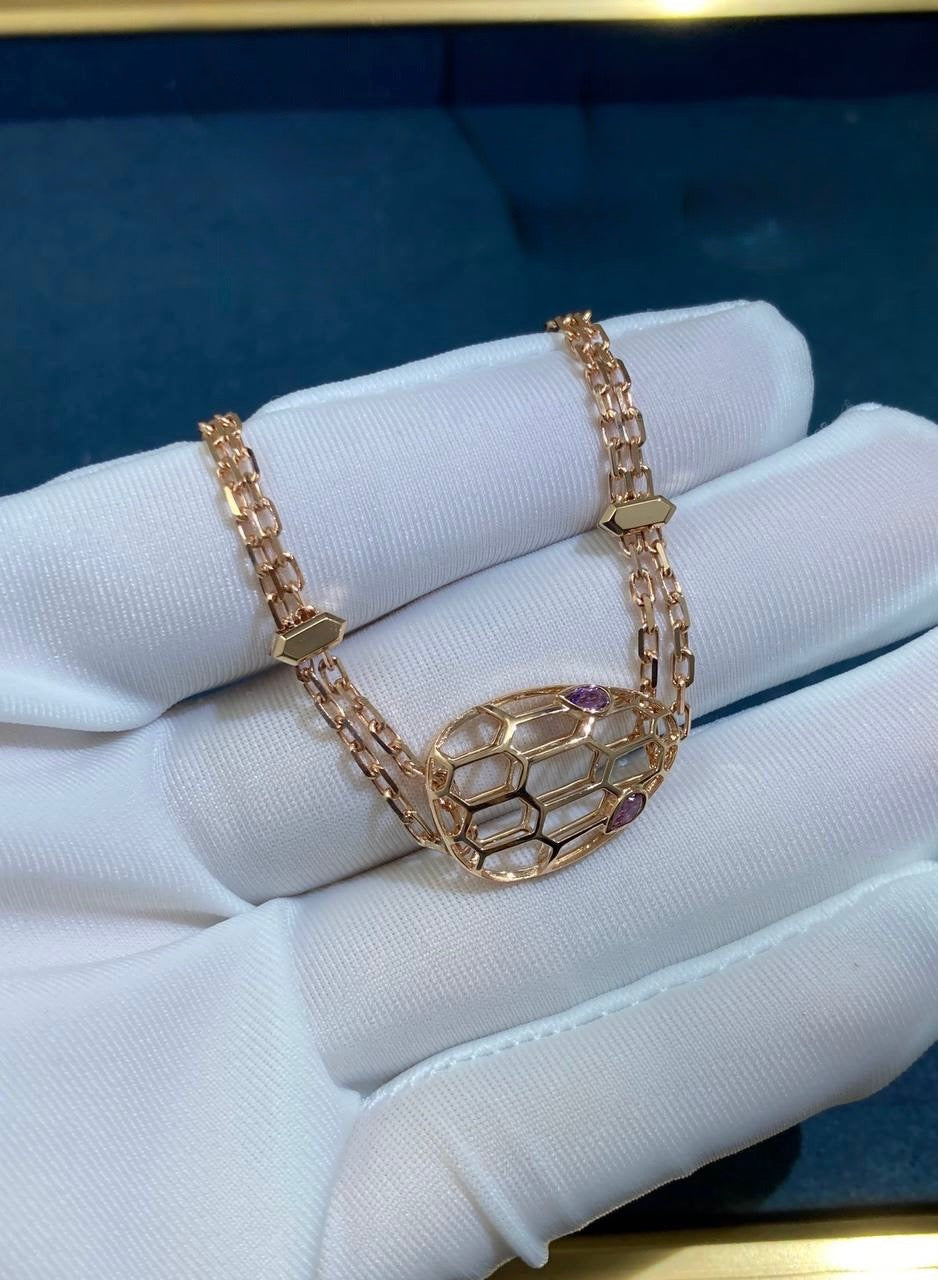 Serpenti Open-work chain bracelet with Amethyst