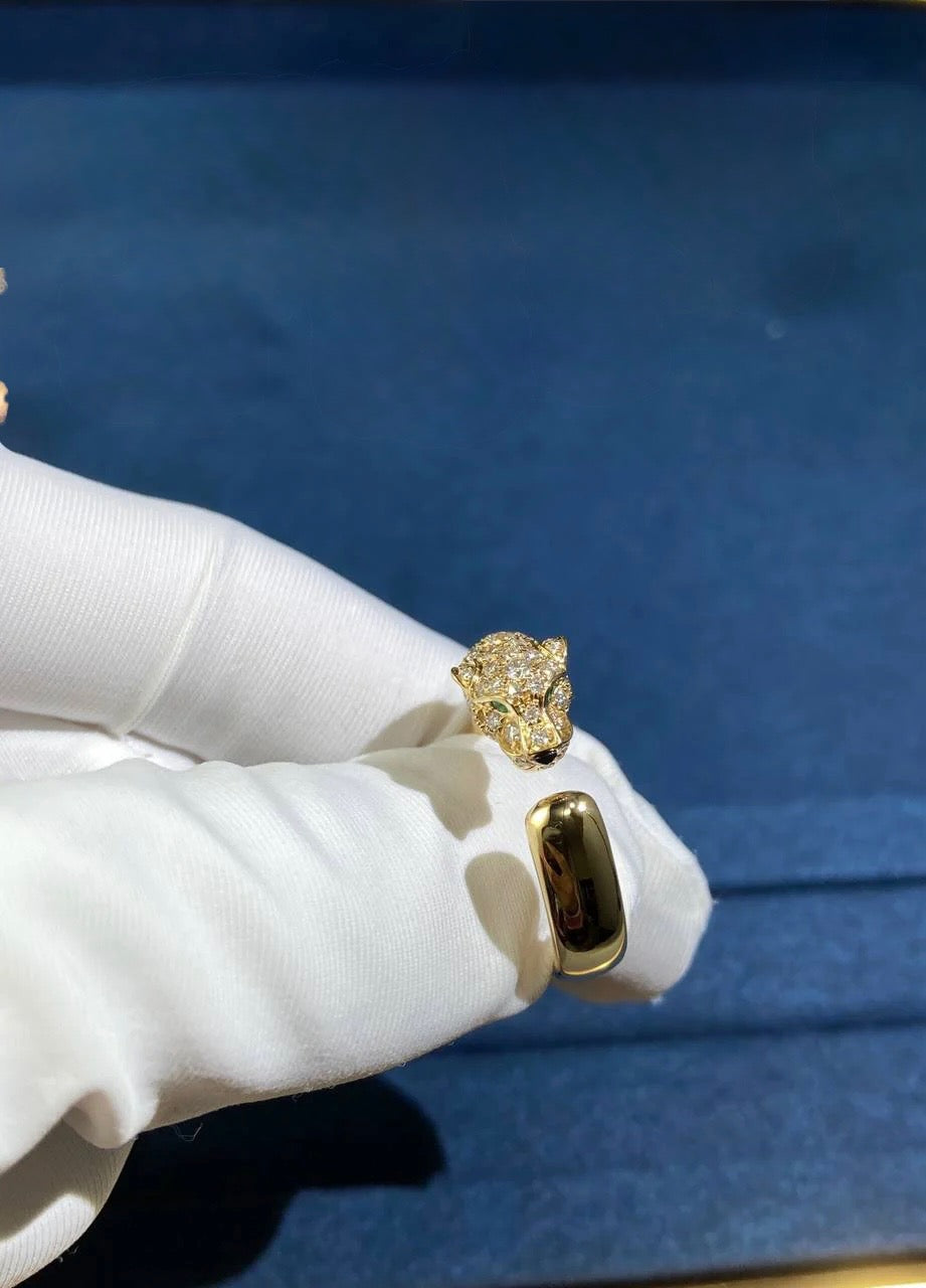 Panther half-pave diamond ring, Small model