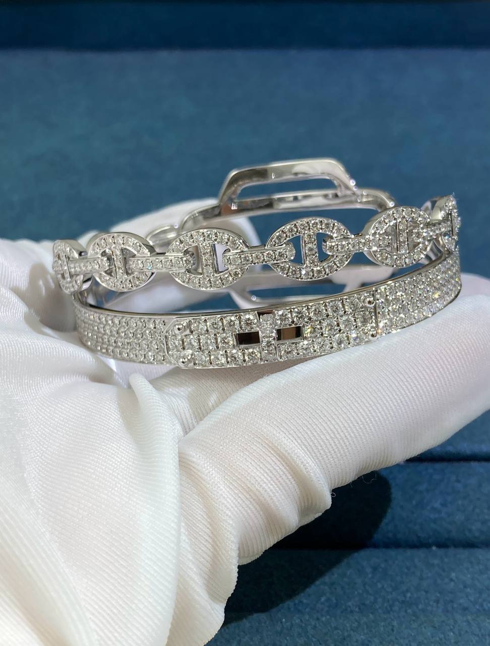 HRMS double row full pave diamond bracelet