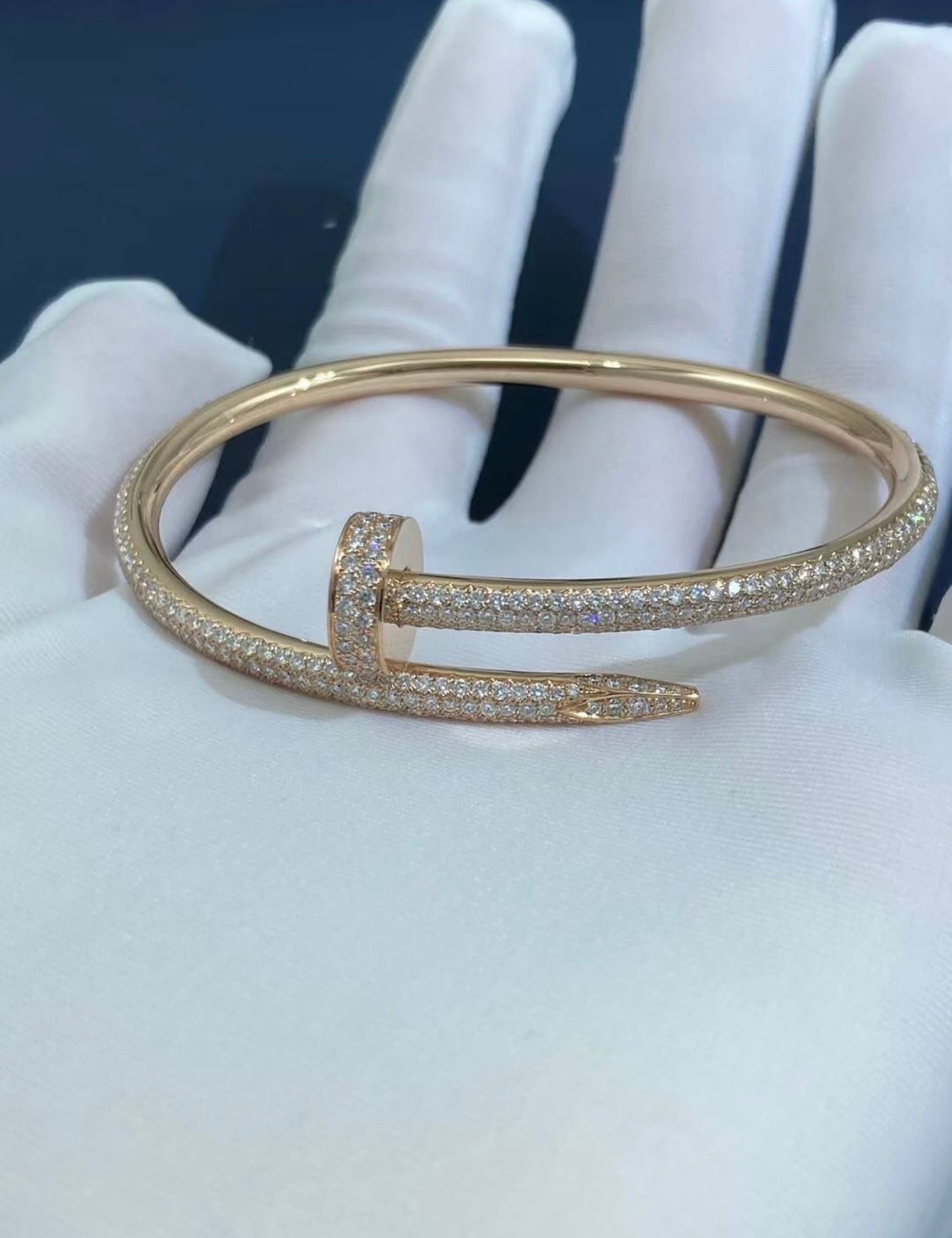 Nail full pave diamond bracelet