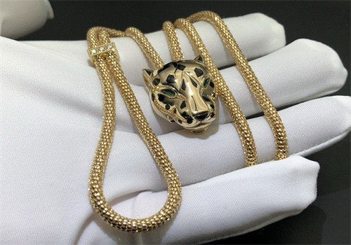 Panther long necklace with diamonds