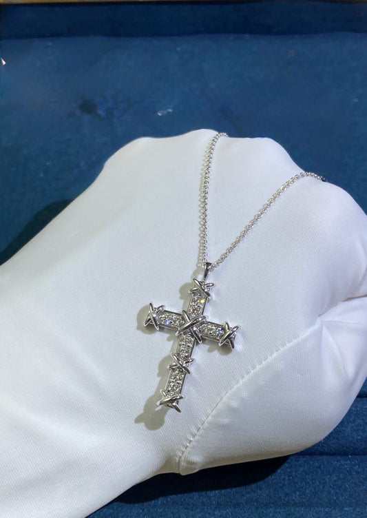 TC cross pendant with diamonds