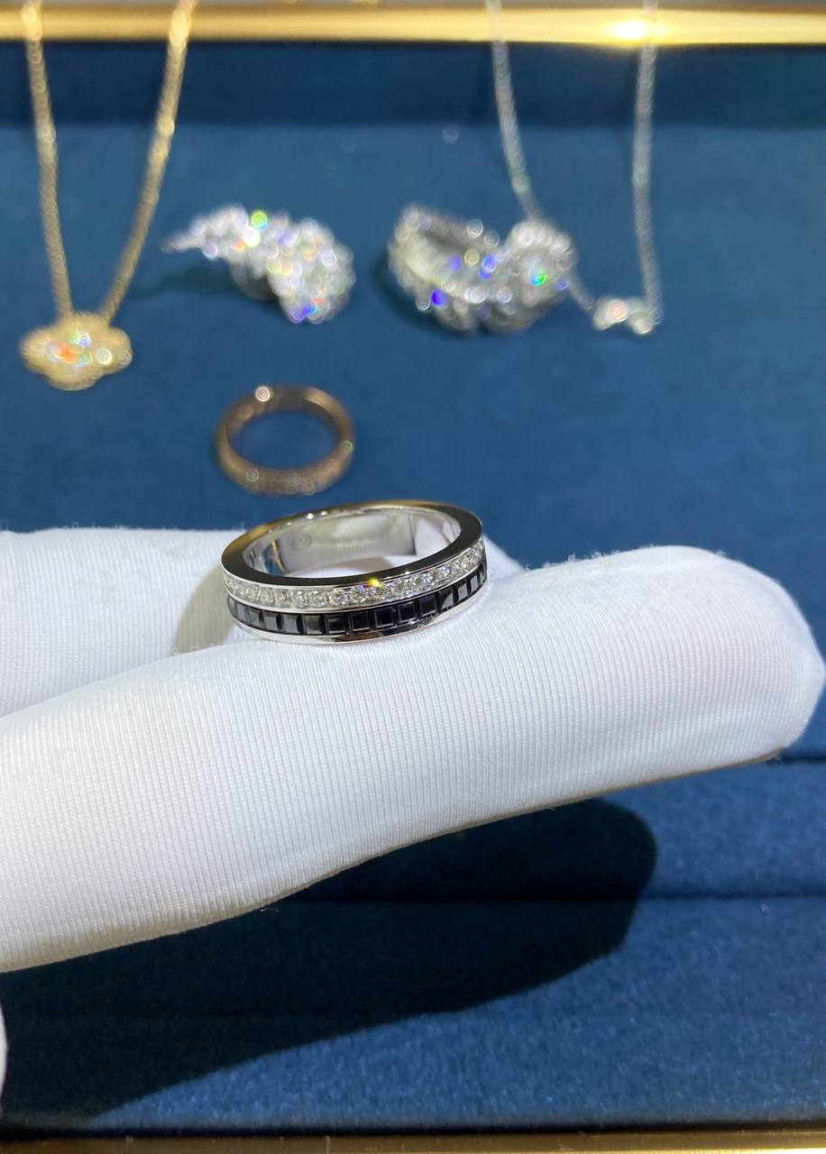 BCHRN half-pave diamond ring with black PVD, Wedding band