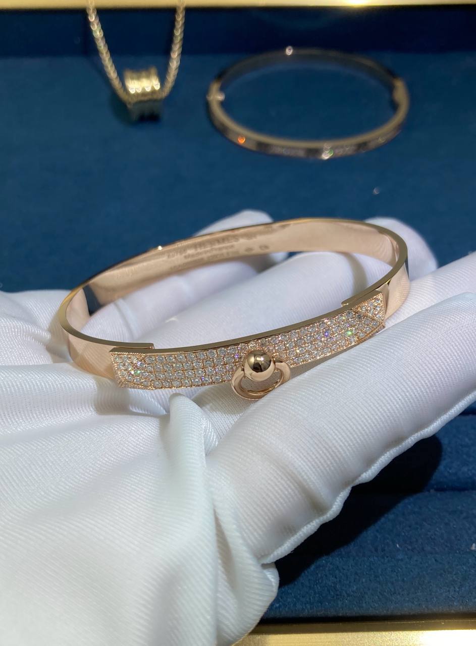 HRMS collie chain half-pave diamond bracelet